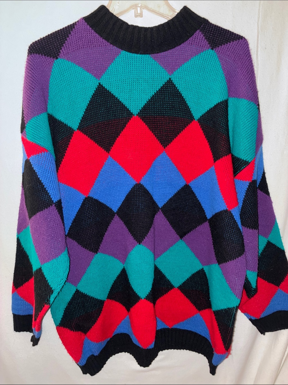 Vintage Adele Knitwear Bold Geometric Multi-Color Women's Sweater